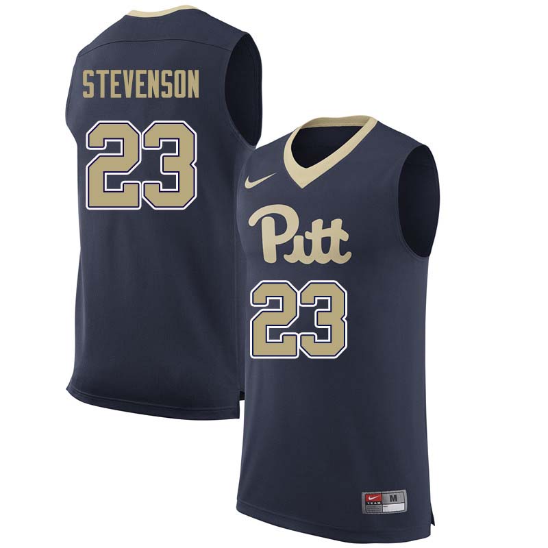 Men #23 Shamiel Stevenson Pittsburgh Panthers College Basketball Jerseys Sale-Navy